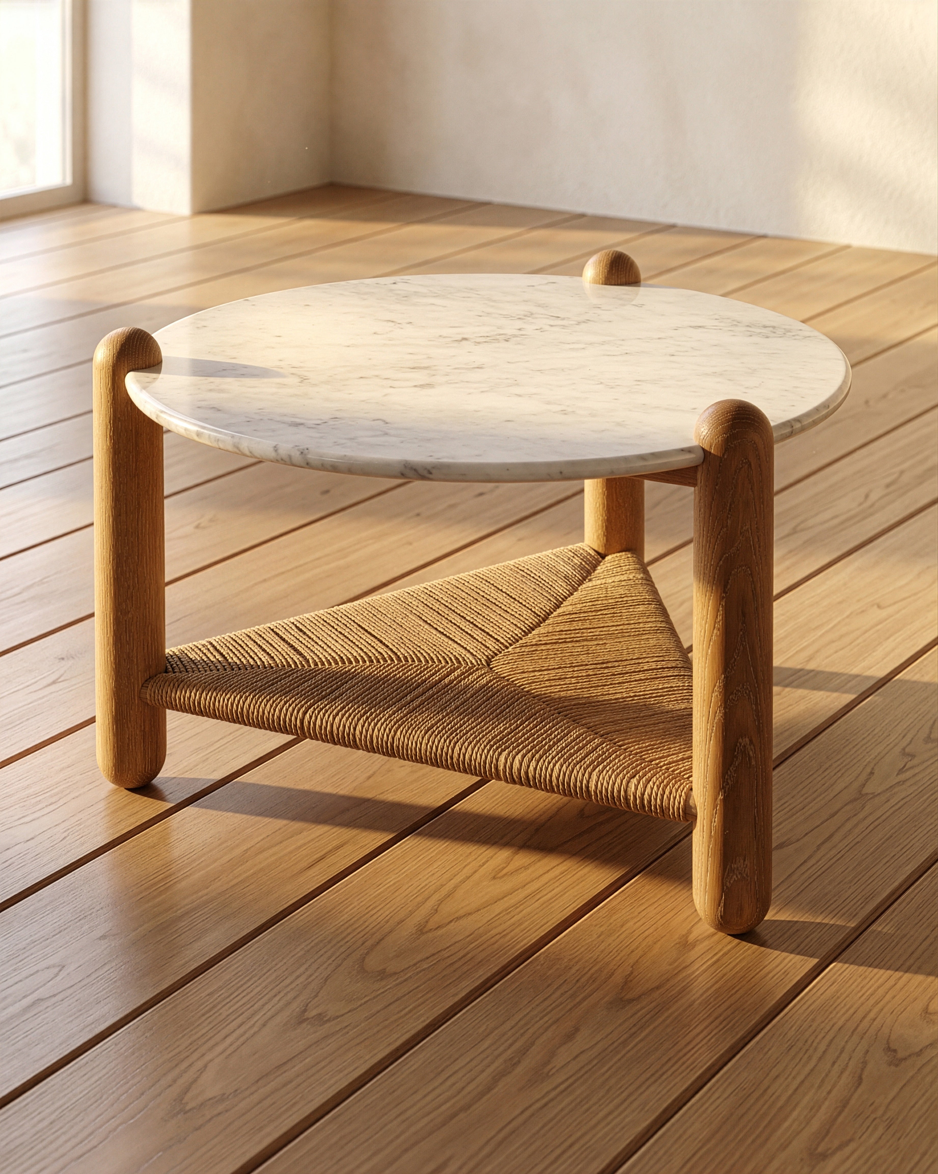 Captain's Table 30" Carrara Marble White Oak