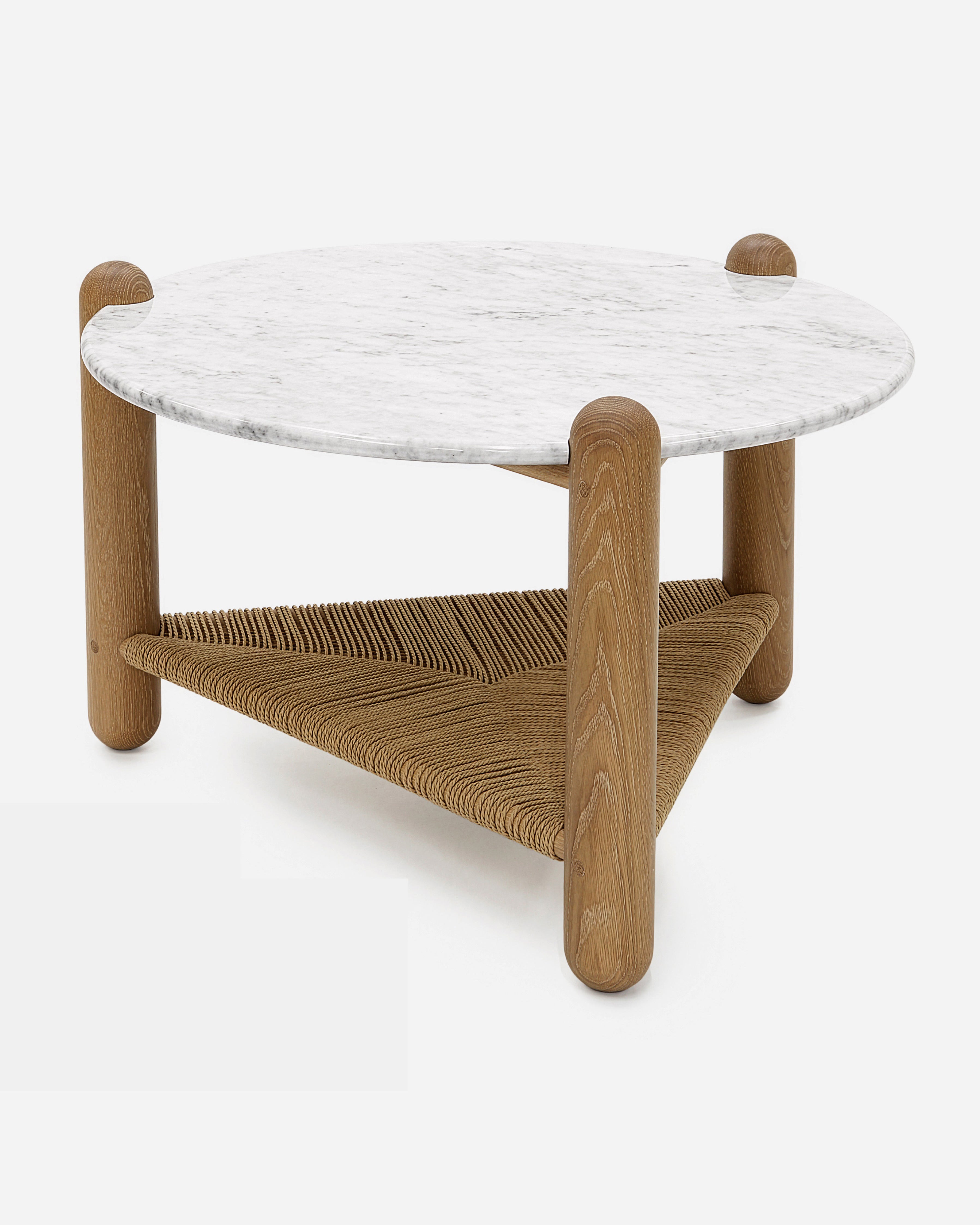 Captain's Table 30" Carrara Marble White Oak