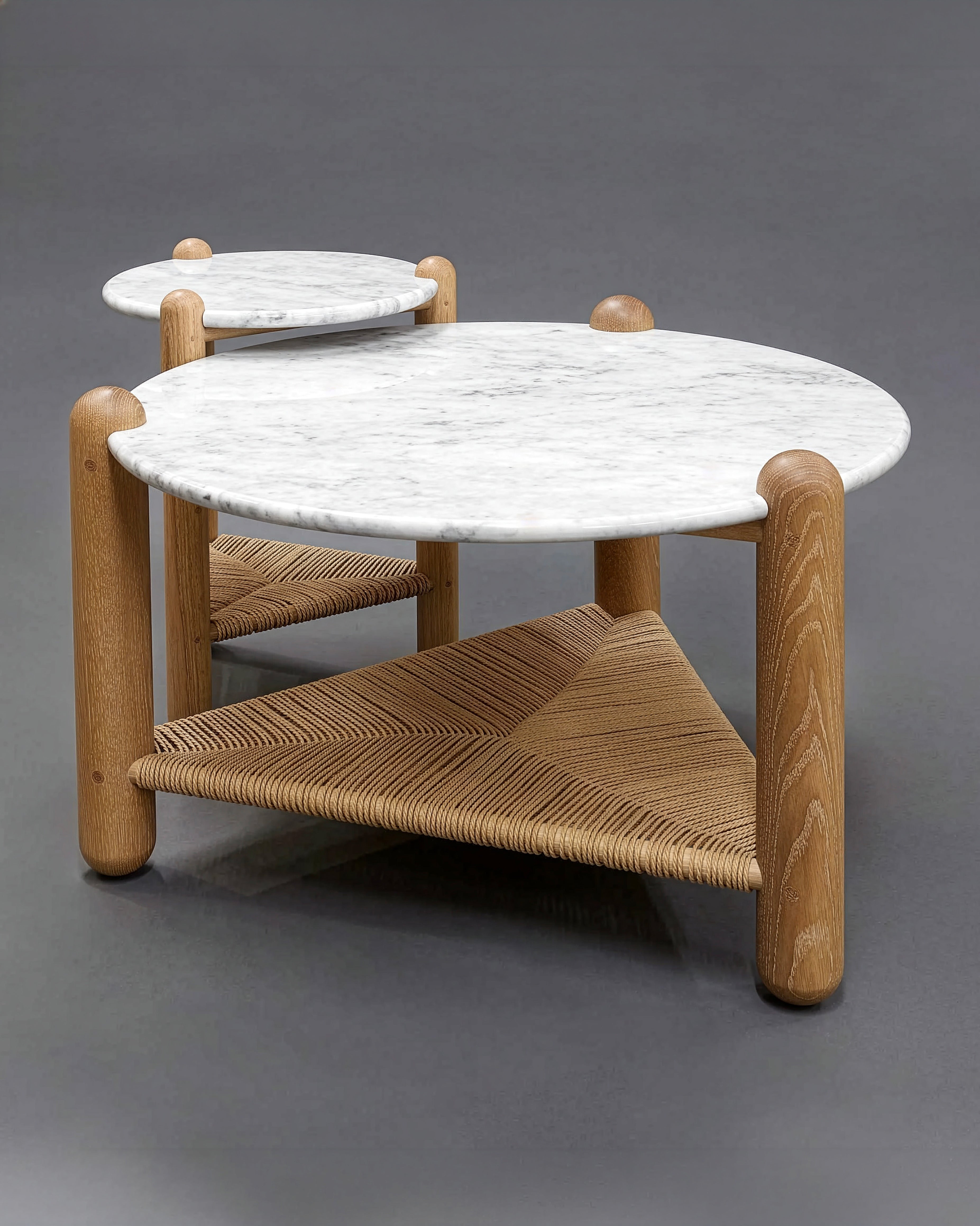 Captain's Table 30" Carrara Marble White Oak