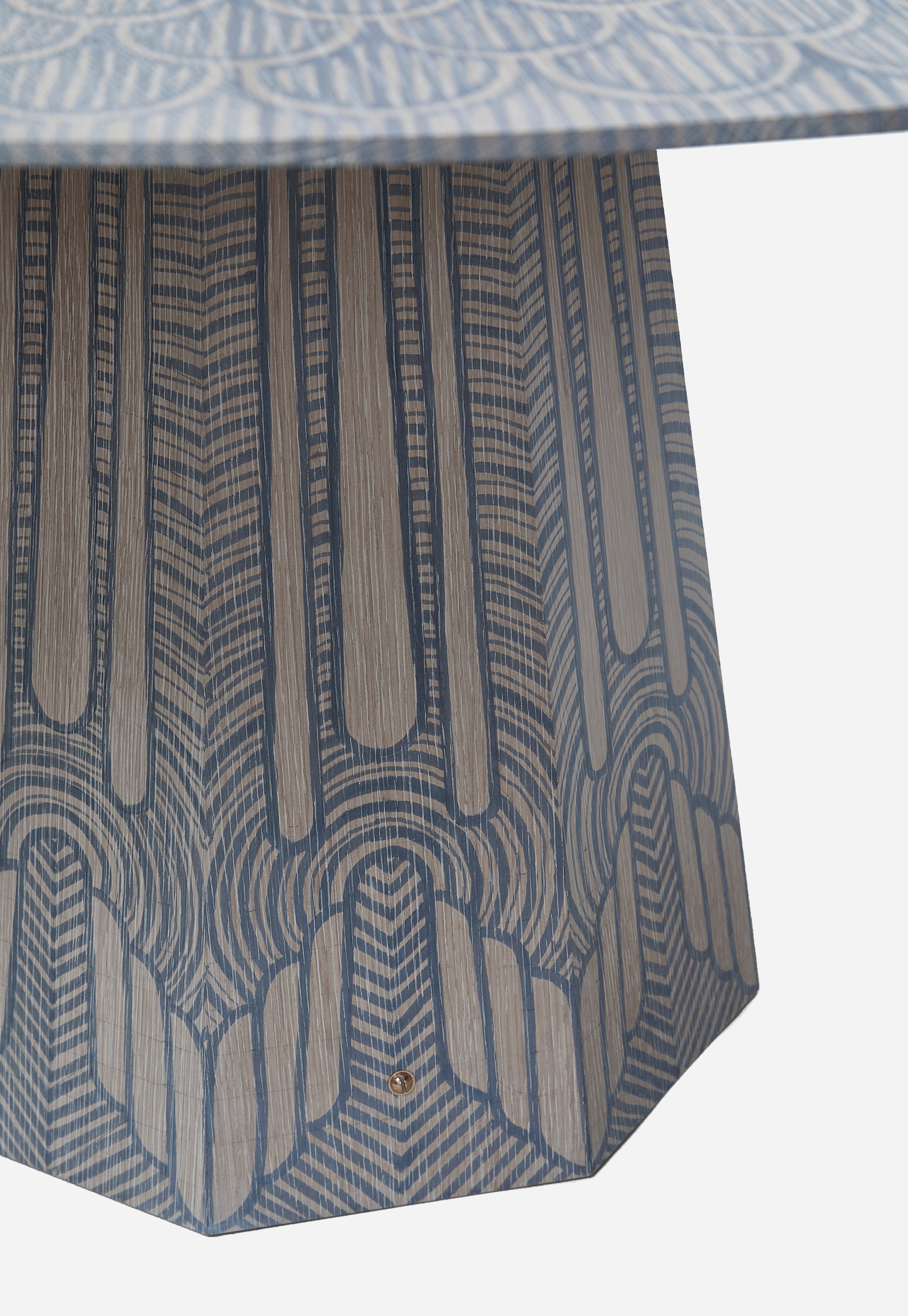 OXALINO™ Peacock Table 30" Hand-Painted White Oak