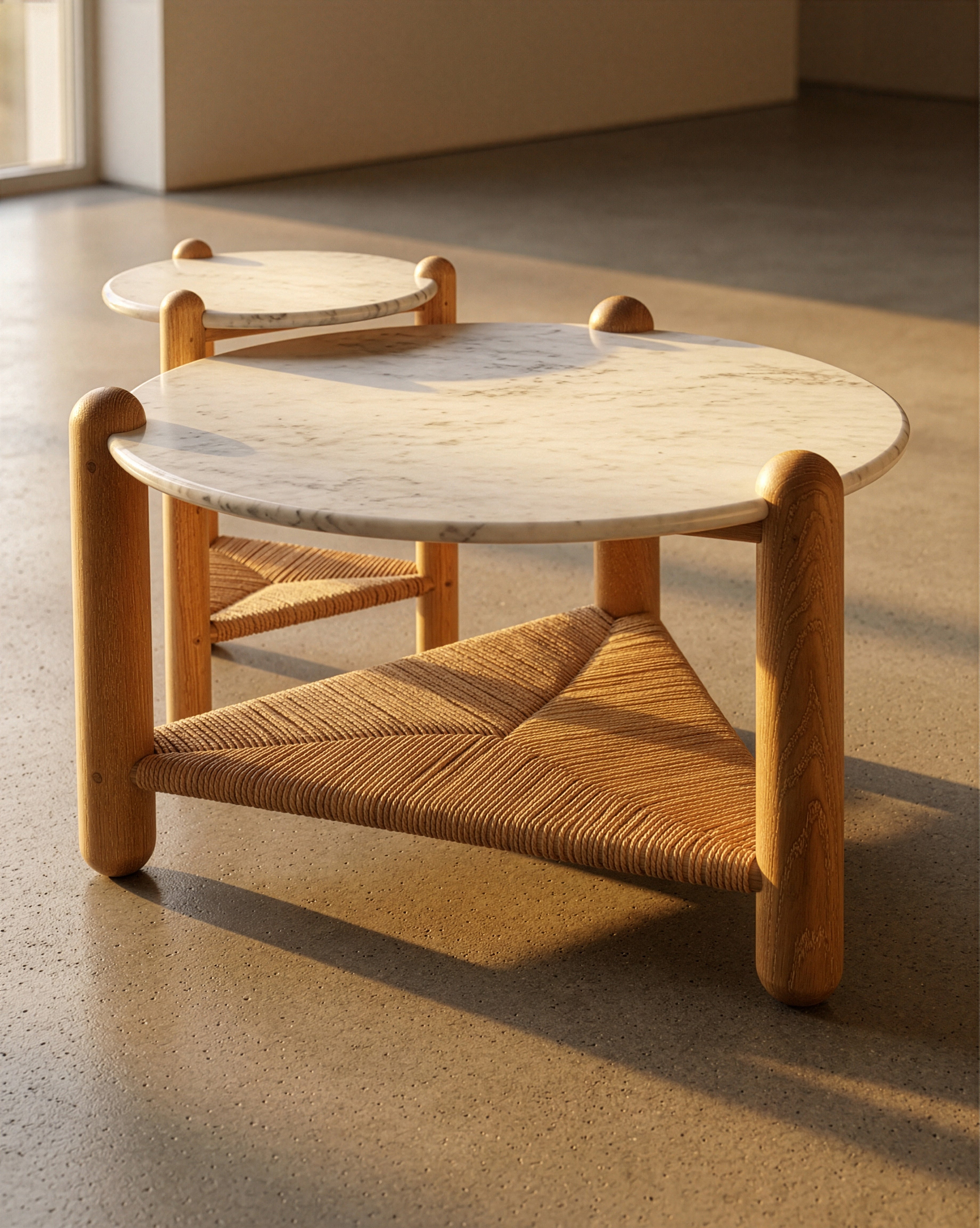 Captain's Table 30" Carrara Marble White Oak