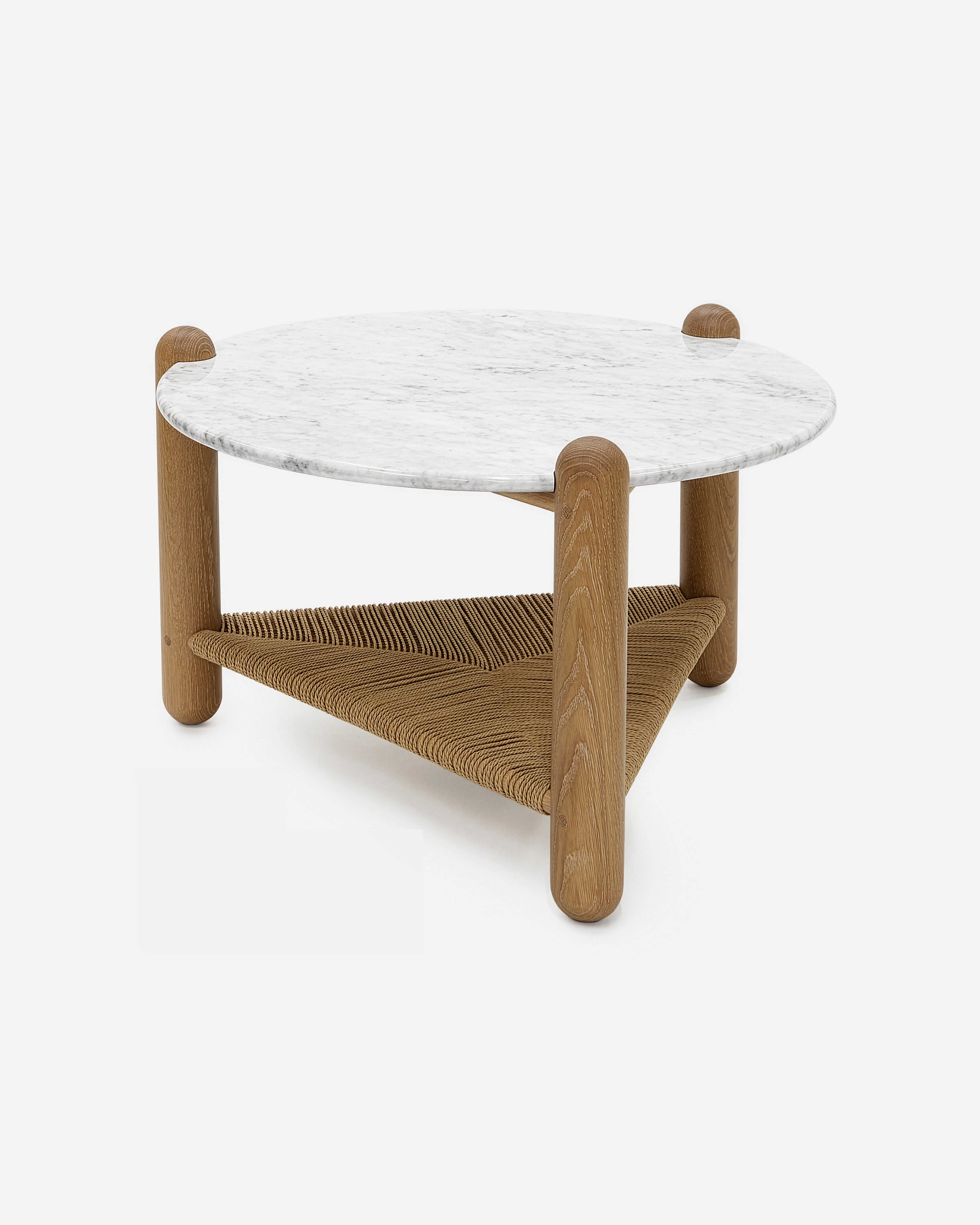 Captain's Table 30" Carrara Marble White Oak