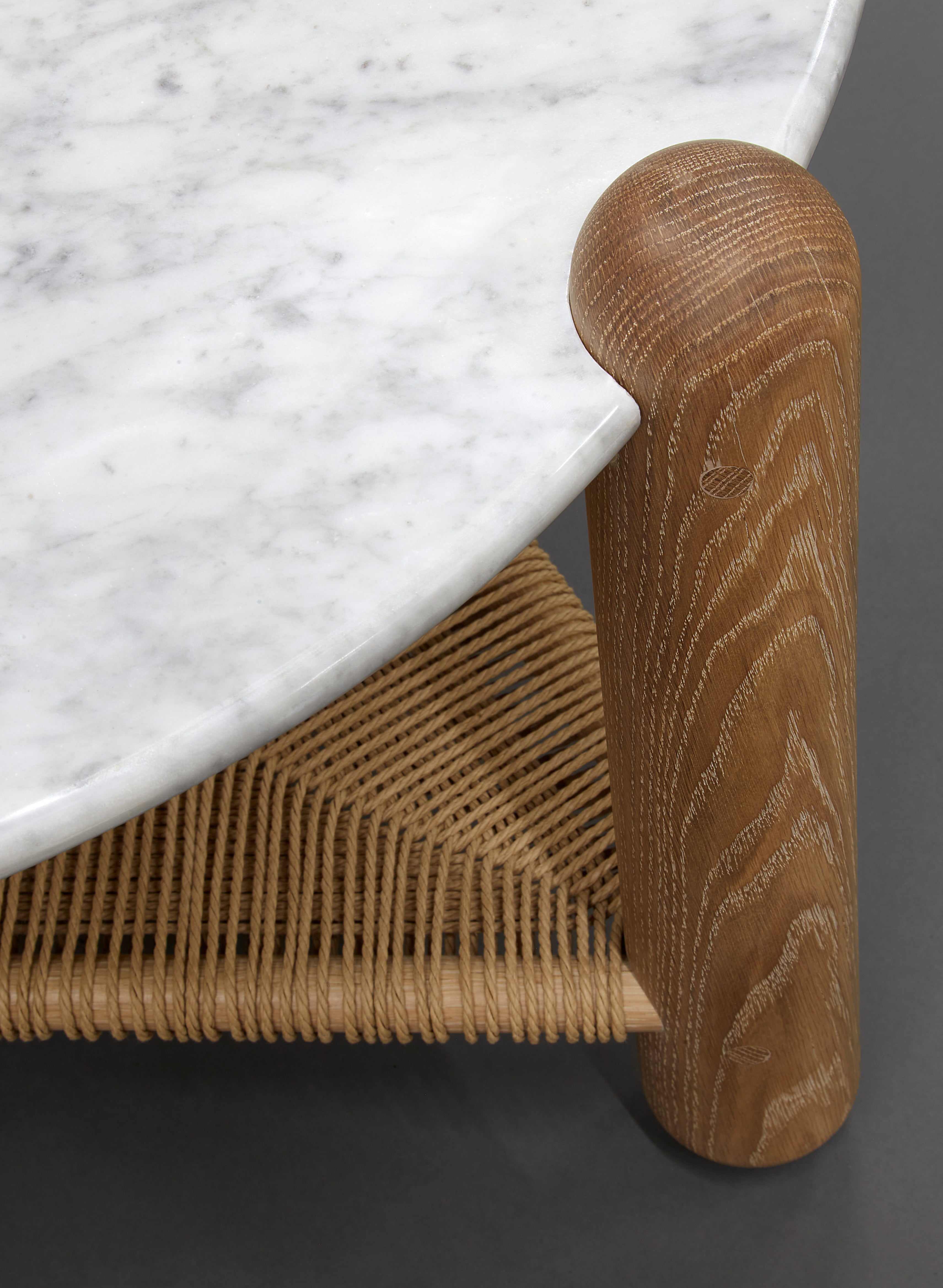 Captain's Table 30" Carrara Marble White Oak