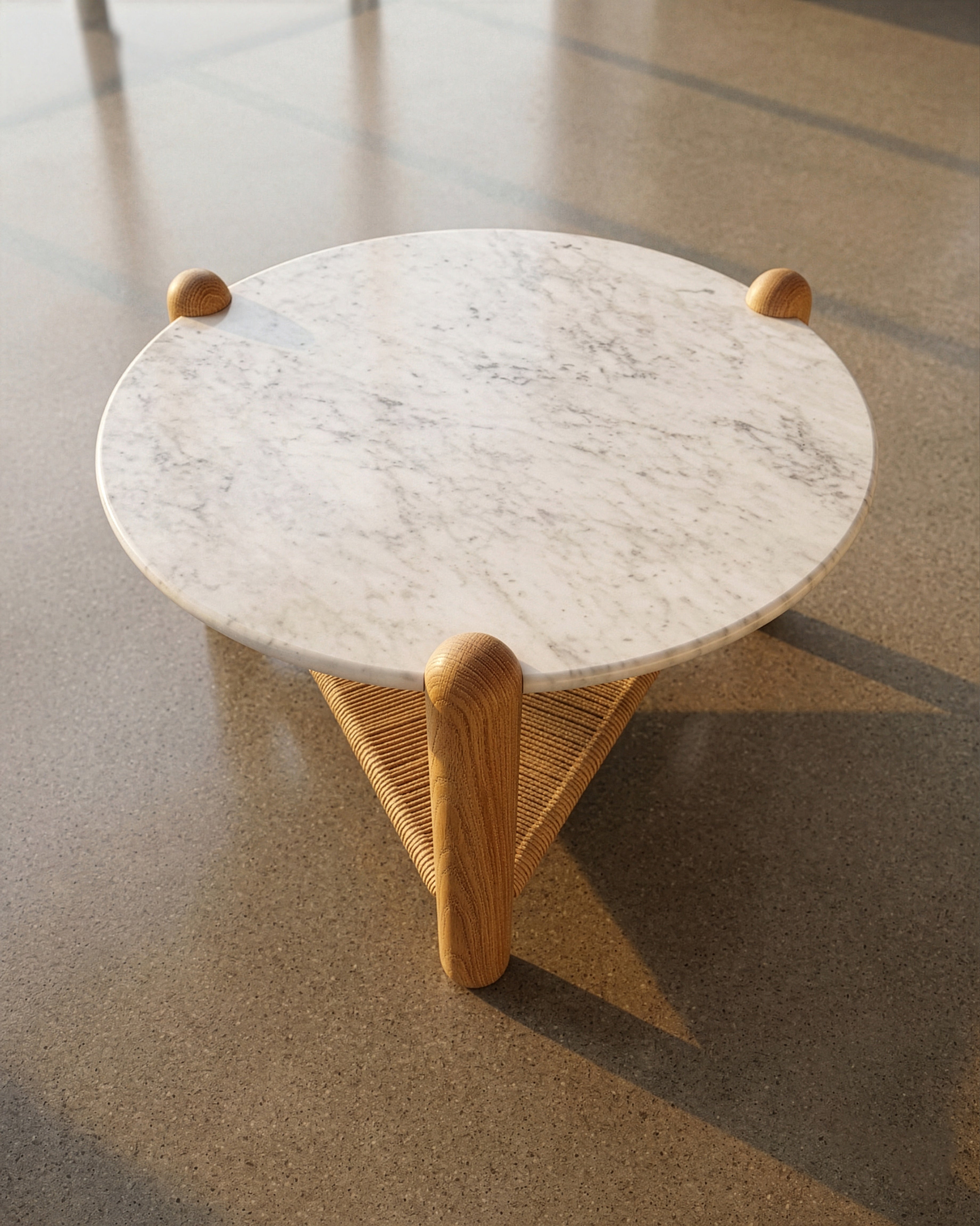 Captain's Table 30" Carrara Marble White Oak