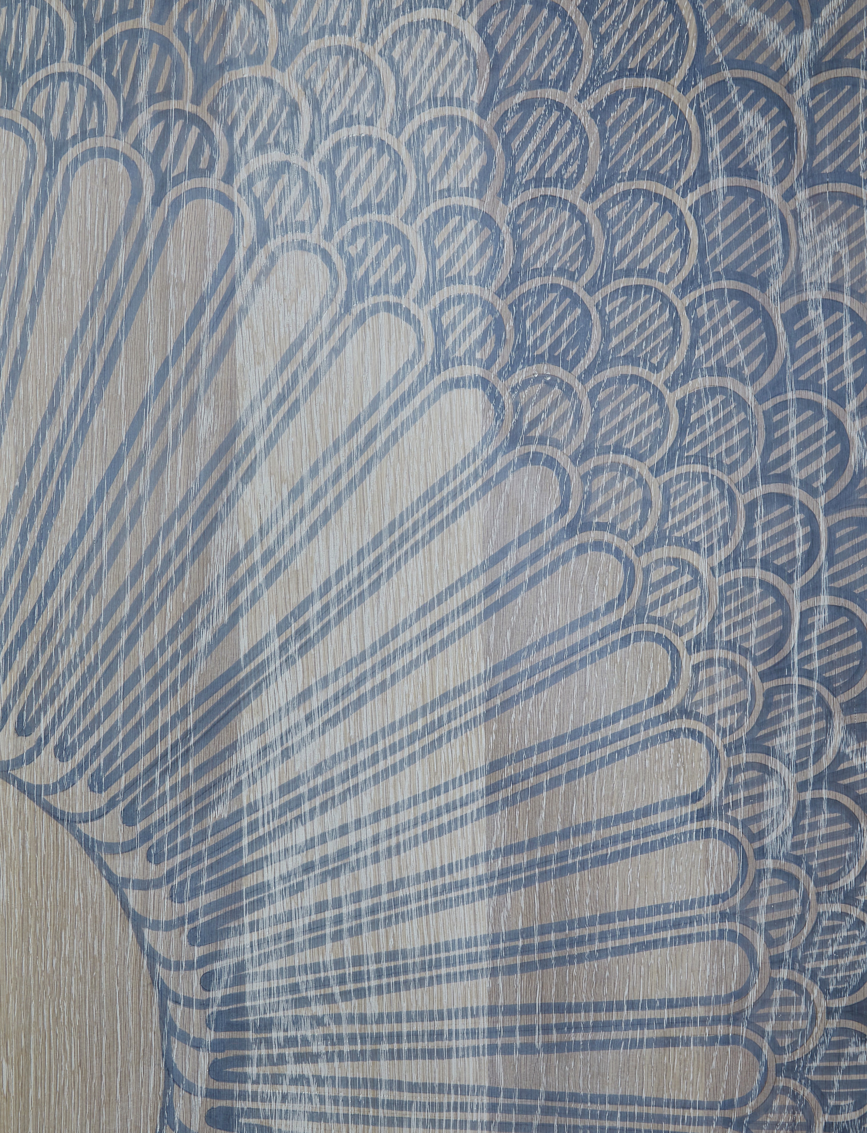 OXALINO™ Peacock Table 30" Hand-Painted White Oak