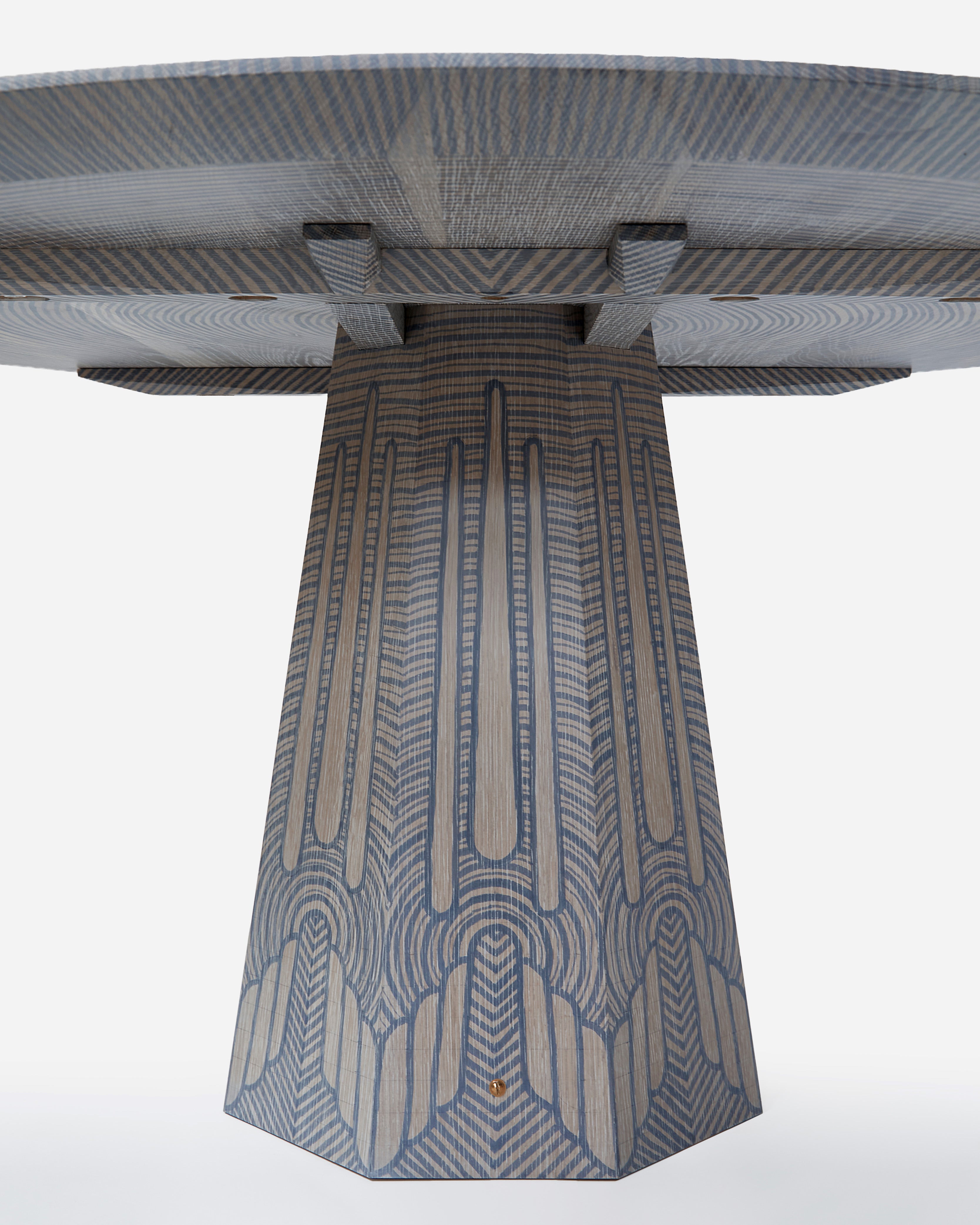 OXALINO™ Peacock Table 30" Hand-Painted White Oak
