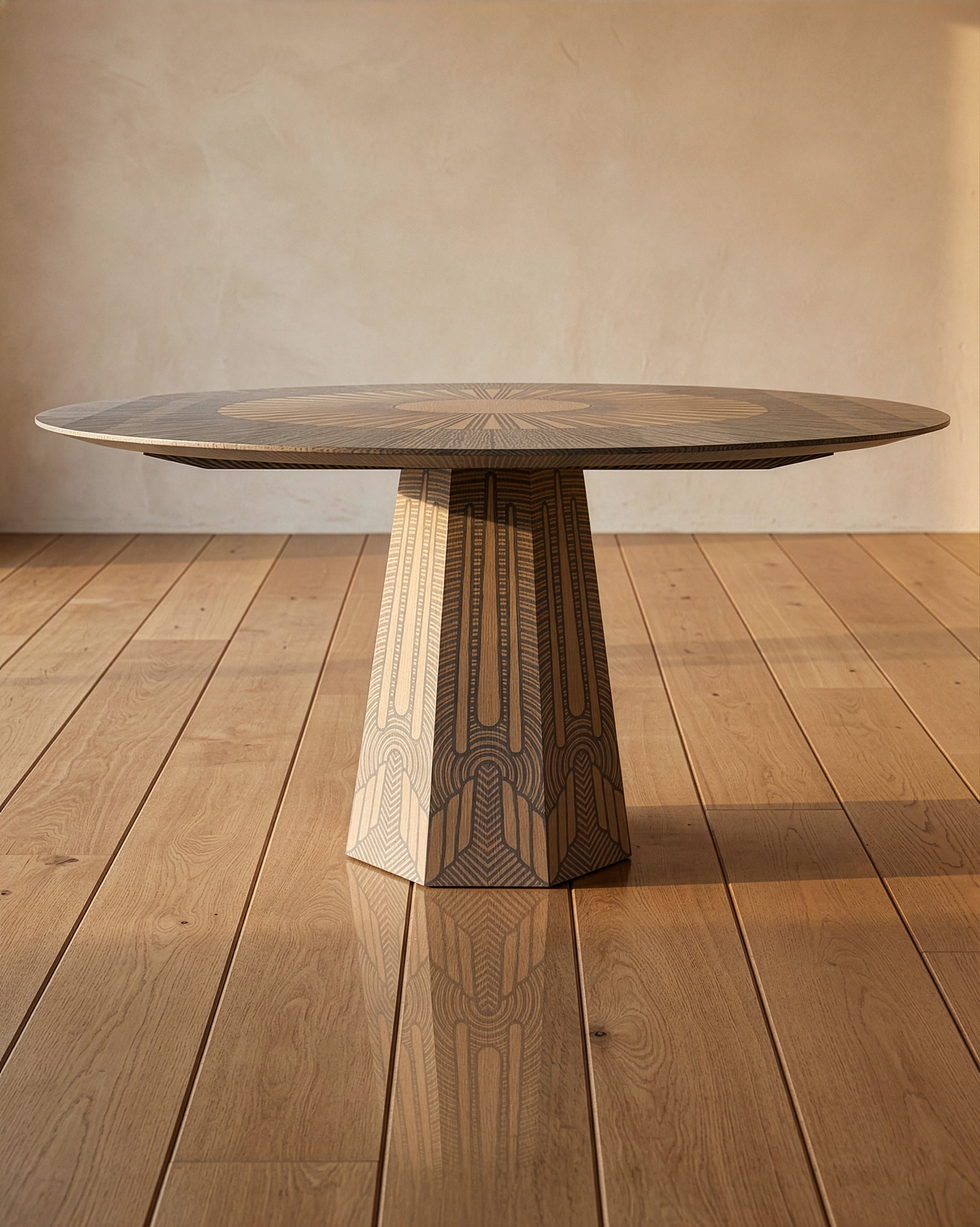OXALINO™ Peacock Table 30" Hand-Painted White Oak