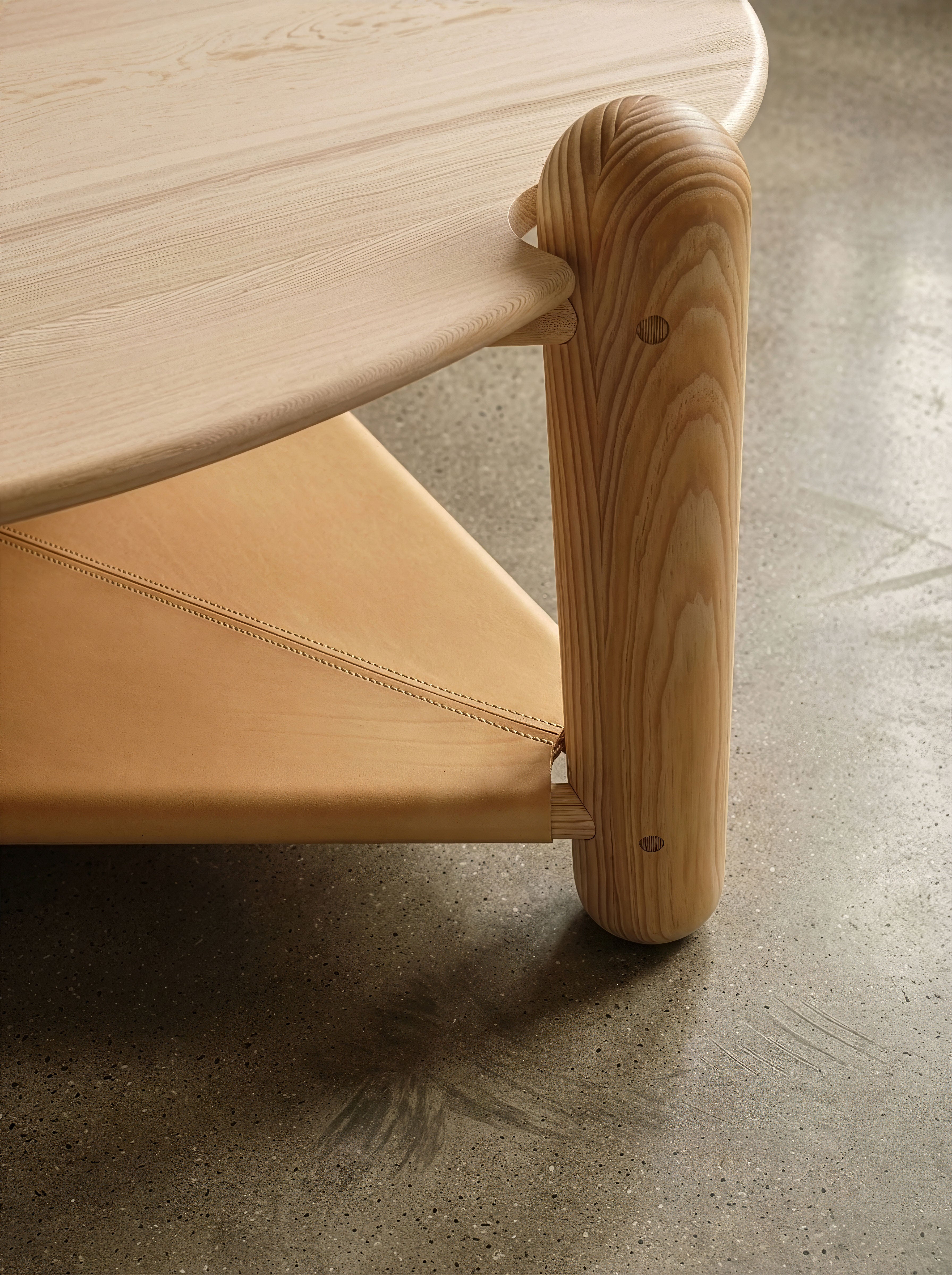 Captain's Table 42” Vegetable Tan Leather Shelf