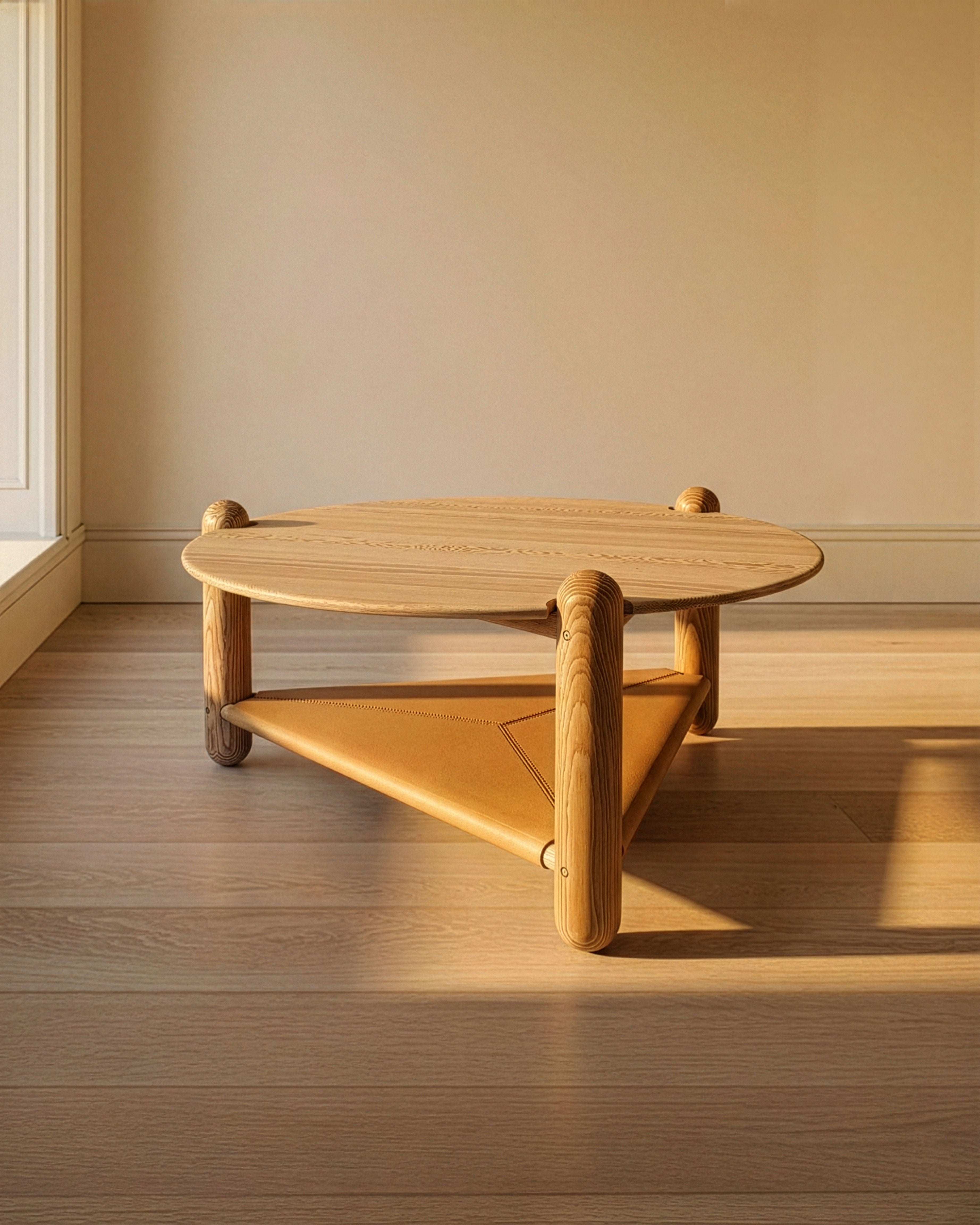 Captain's Table 42” Vegetable Tan Leather Shelf